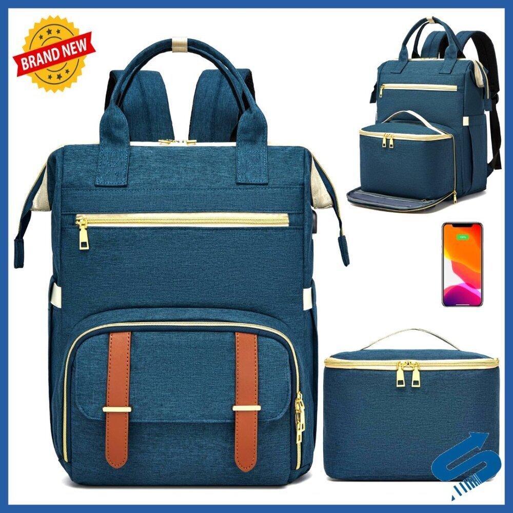 Multifunctional Laptop Backpack with Insulated Lunch Box USB Port Work Bag